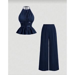 Navy Blue Halter Neck Set NWT